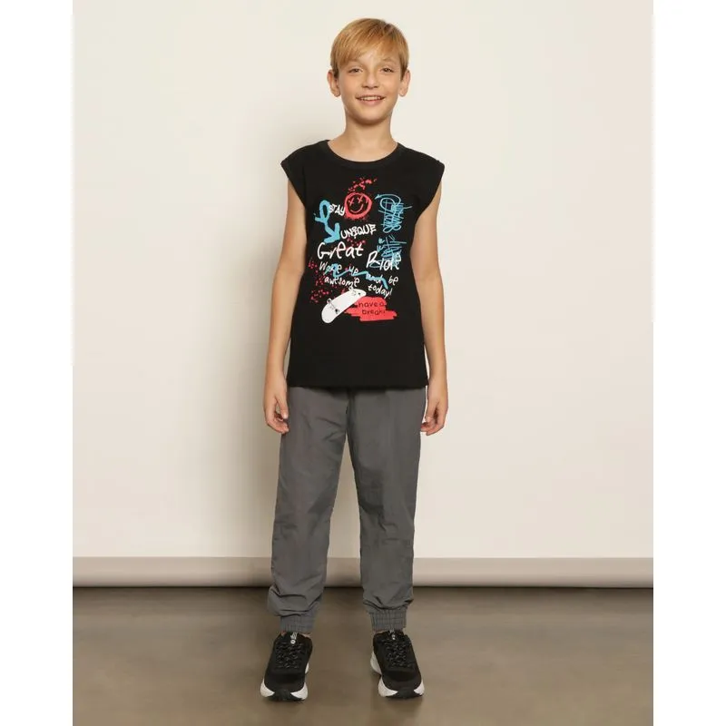 Calça Juvenil Jogger Com Cordão Cinza 12