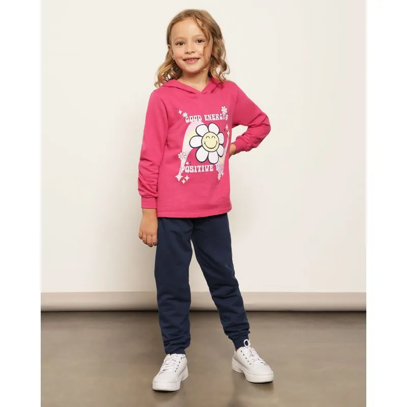 Conjunto Moletom Infantil Peluciado Estampa Flor Rosa 4