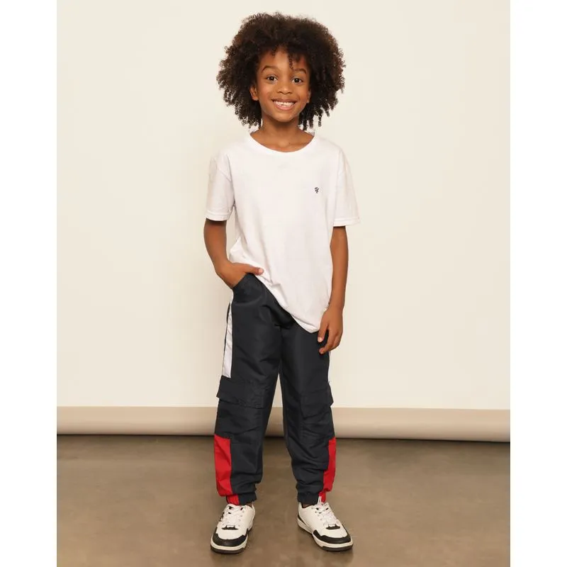 Calça Infantil Jogger Com Recortes Marinho 4