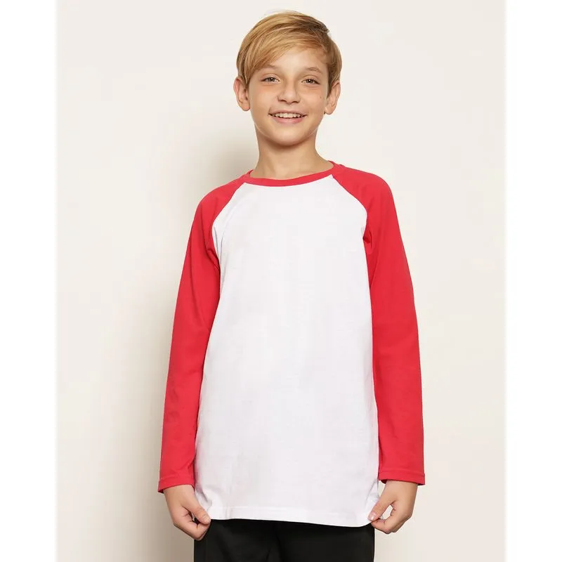 Camiseta Juvenil Básica Manga Longa Raglan Branca 10
