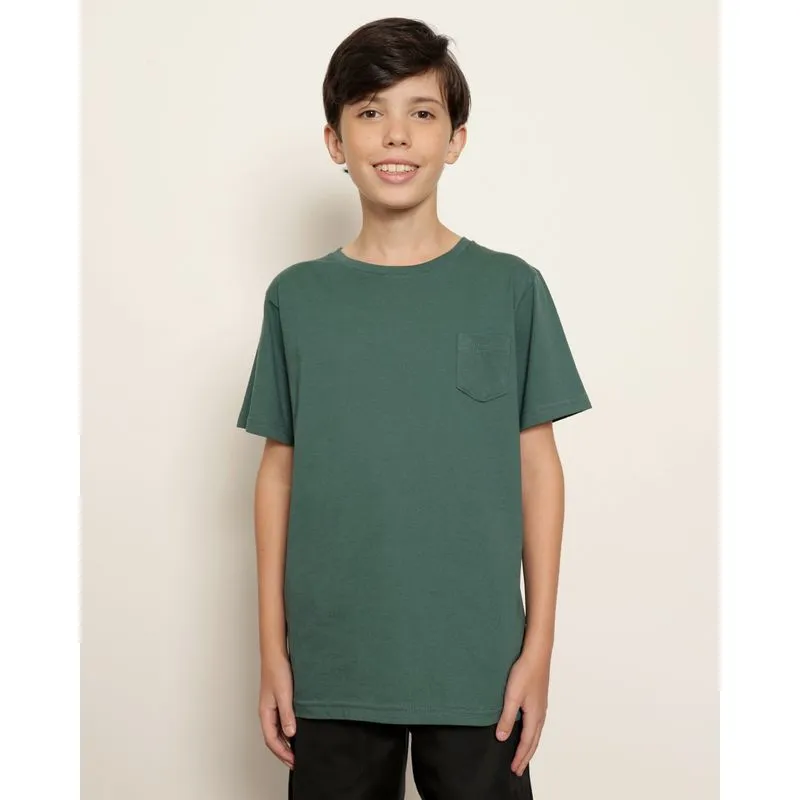 Camiseta Juvenil Básica Com Bolso Manga Curta Verde 12
