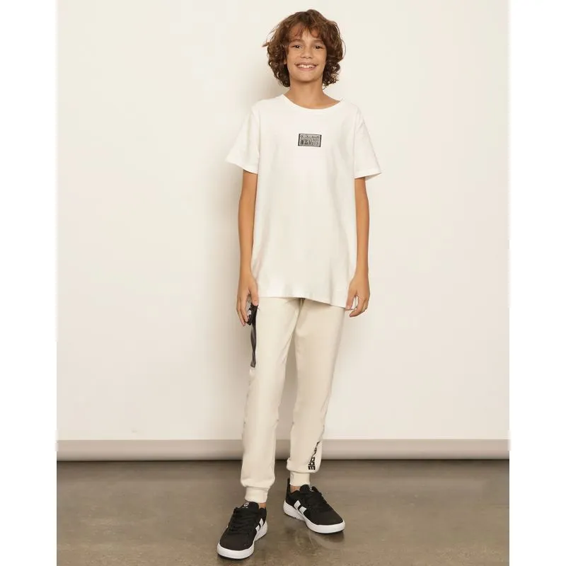 Calça Moletom Juvenil Peluciada Jogger Bolso Cargo Bege 10
