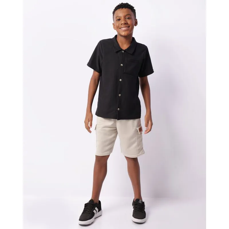 Bermuda Juvenil Moletinho Bolso Cargo Bege 12