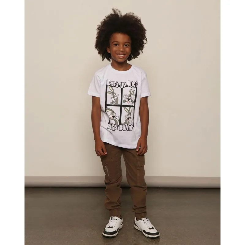 Calça Infantil Sarja Jogger Bolso Cargo Marrom 6