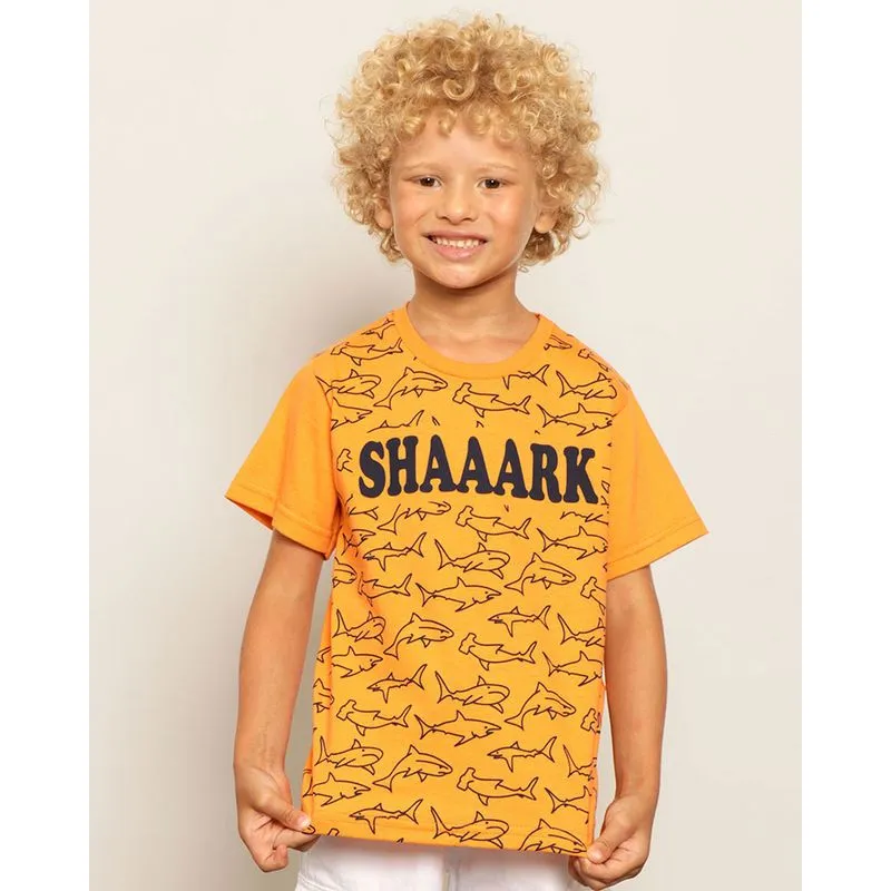 Camiseta Infantil Estampa Frontal Manga Curta Laranja 8