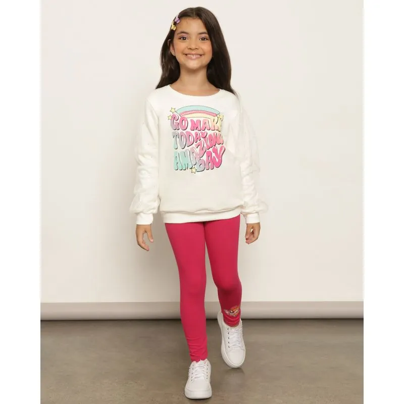 Calça Legging Infantil Estampa Meninas Super Poderosas Rosa 4