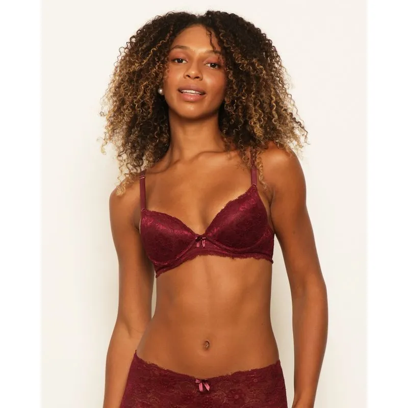 Sutiã Feminino Com Base Em Renda Vinho 44