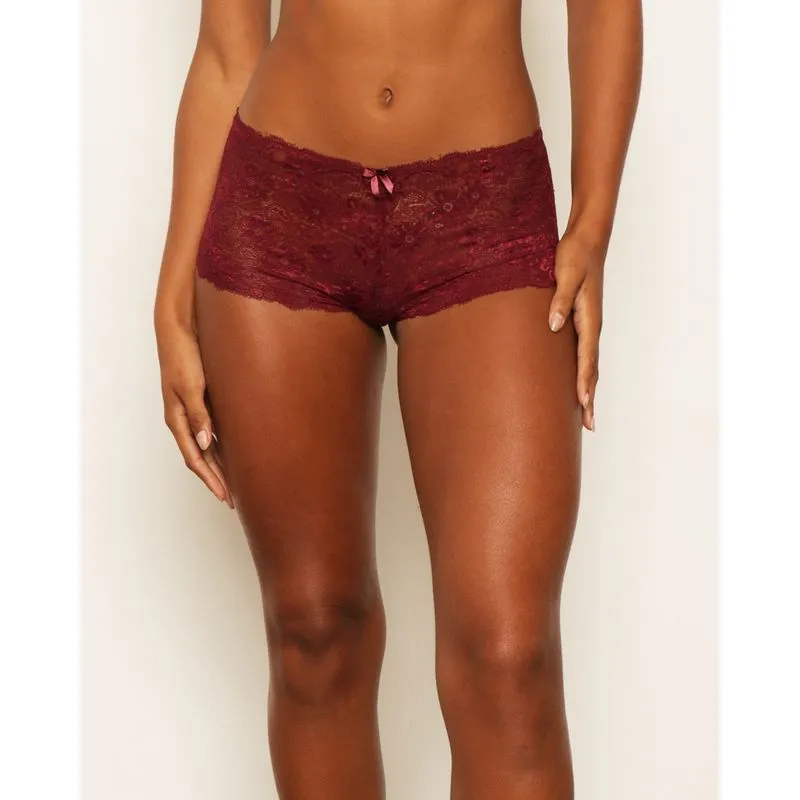 Calcinha Feminina Caleçon Renda Vinho GG