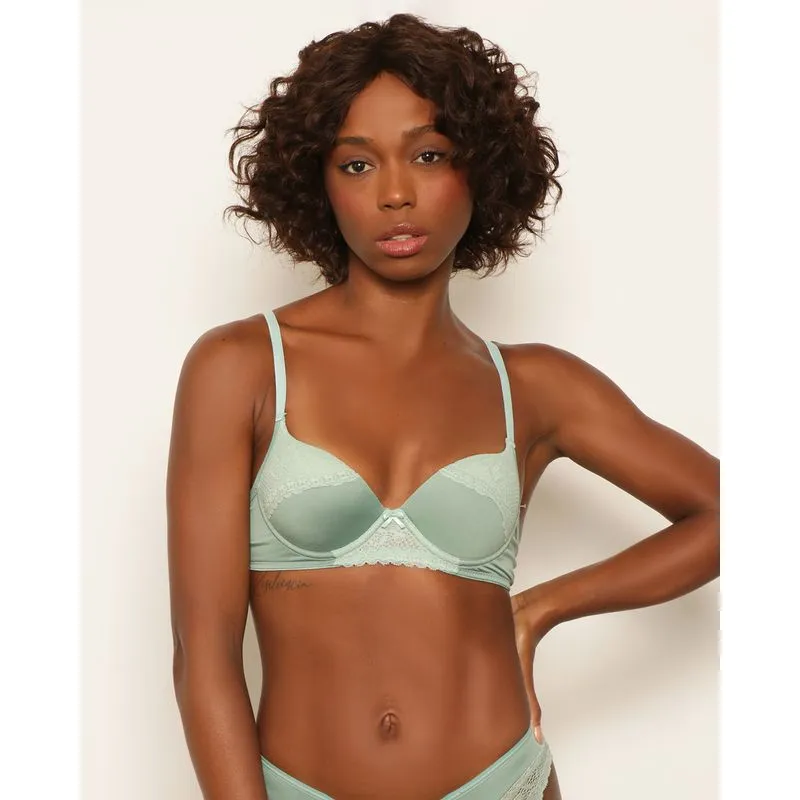 Sutiã Feminino Com Base E Bojo Detalhe Em Renda Verde 44