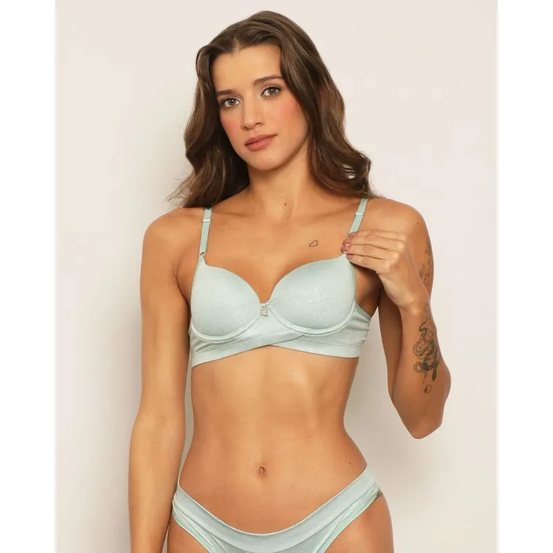 Sutiã Feminino Com Base e Bojo Texturizado Verde 44