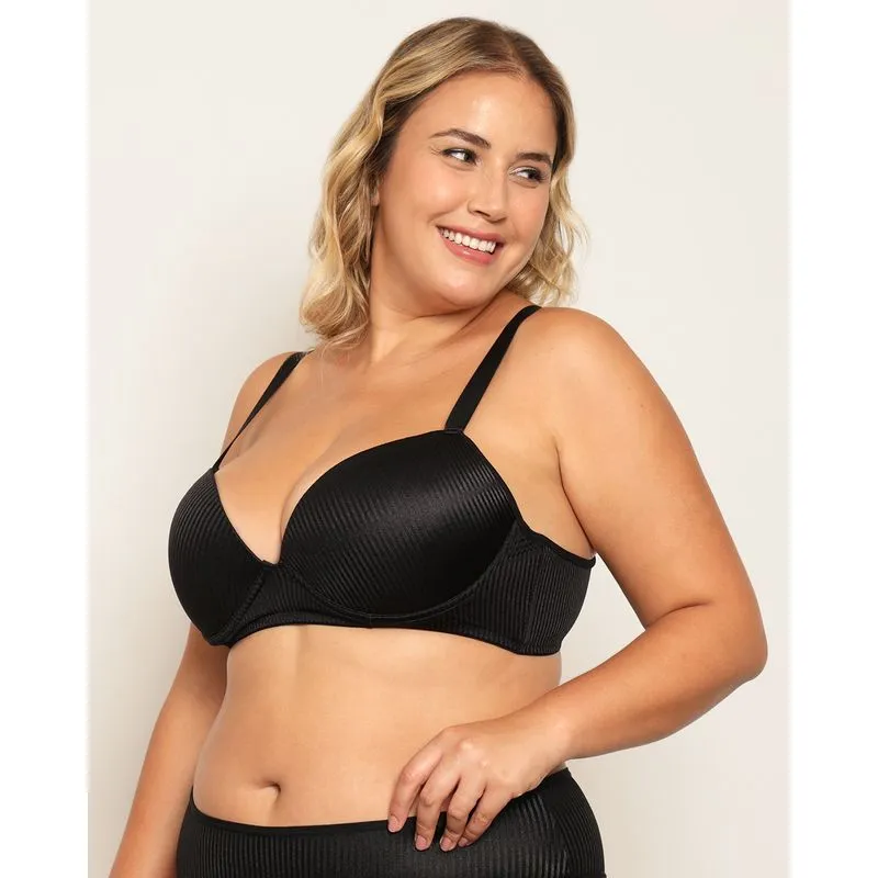 Sutiã Plus Size Feminino Base Com Bojo Texturizado Preto 52