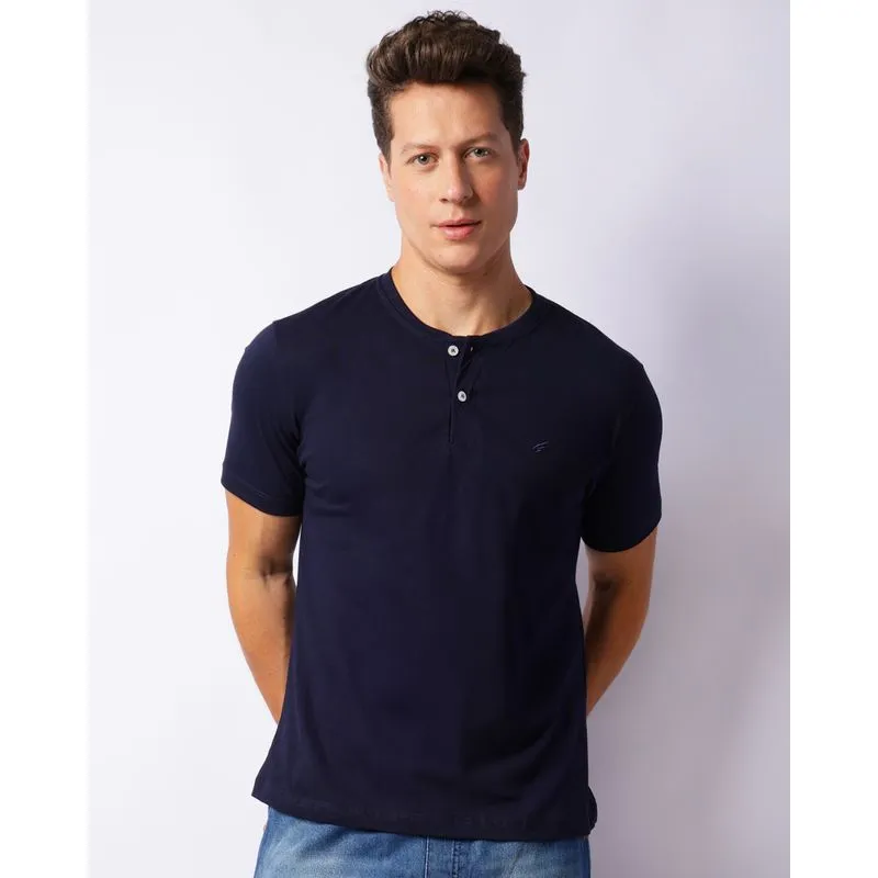 Camiseta Polo Masculina Manga Curta Listrada Com Bolso Marinho GG