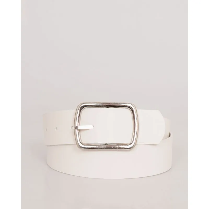 Cinto Feminino Encapado Fivela Retangular Off White G