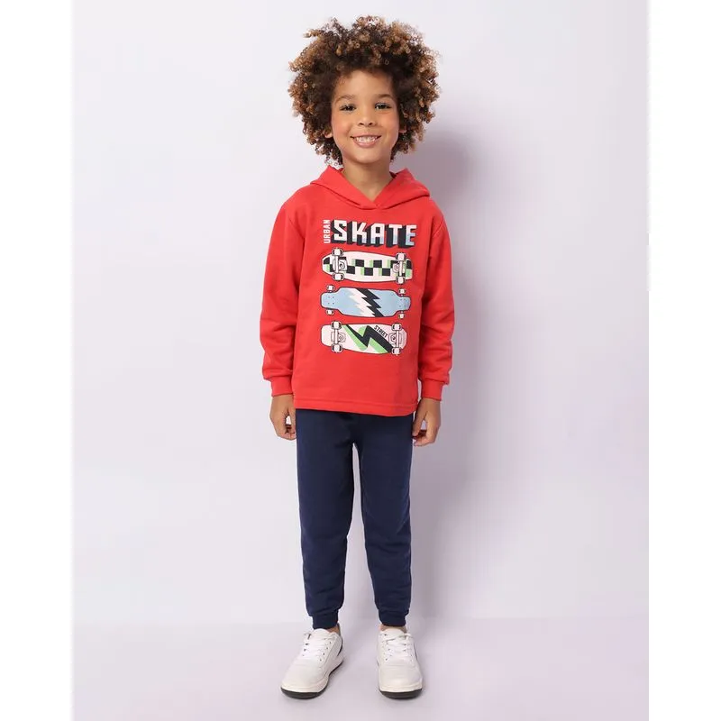 Conjunto Moletom Infantil Peluciado Estampa Frontal Skate Vermelho 6
