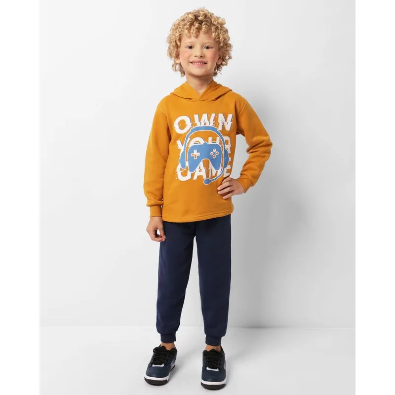 Conjunto Moletom Infantil Peluciado Estampa Game Mostarda 8