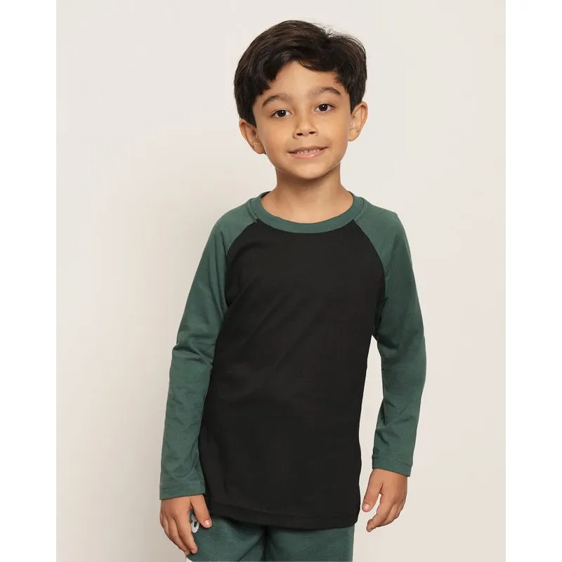 Camiseta Infantil Básica Manga Longa Raglan Preta 6