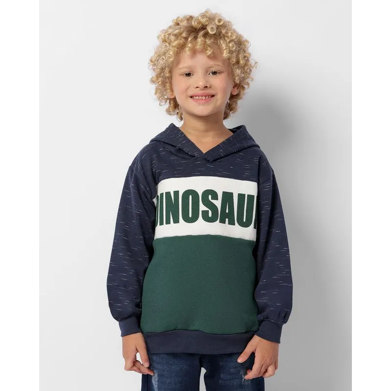 Blusão Moletom Infantil Peluciado Estampa Dinosaur Marinho 6