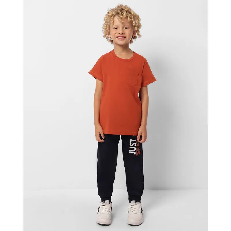 Calça Infantil Helanca Peluciada Jogger Estampa Dinossauro Marinho 4