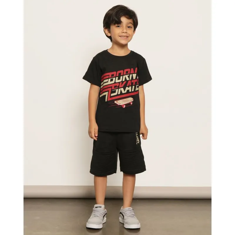 Bermuda Infantil Helanca Reta Estampa Skate Preta 10