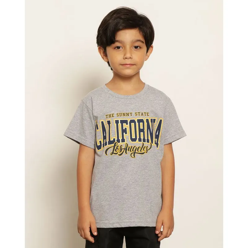 Camiseta Infantil Estampa Califórnia Manga Curta Mescla Cinza 10