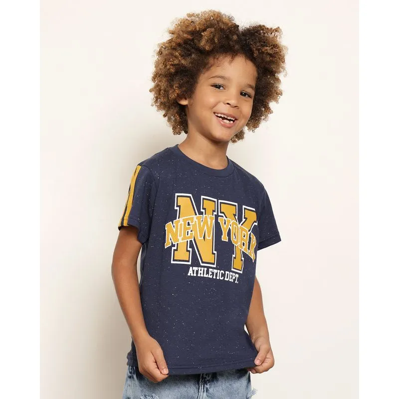 Camiseta Infantil Botonê Estampa New York Manga Curta Marinho 6