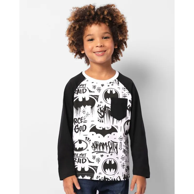 Camiseta Infantil Dc Comics Batman Manga Longa Preta 4