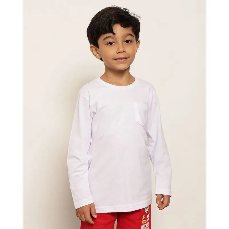 Camiseta Infantil Básica com Bolso Manga Longa Branca 6