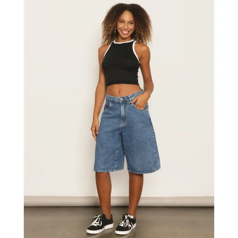 Bermuda Jeans Feminina Azul 46