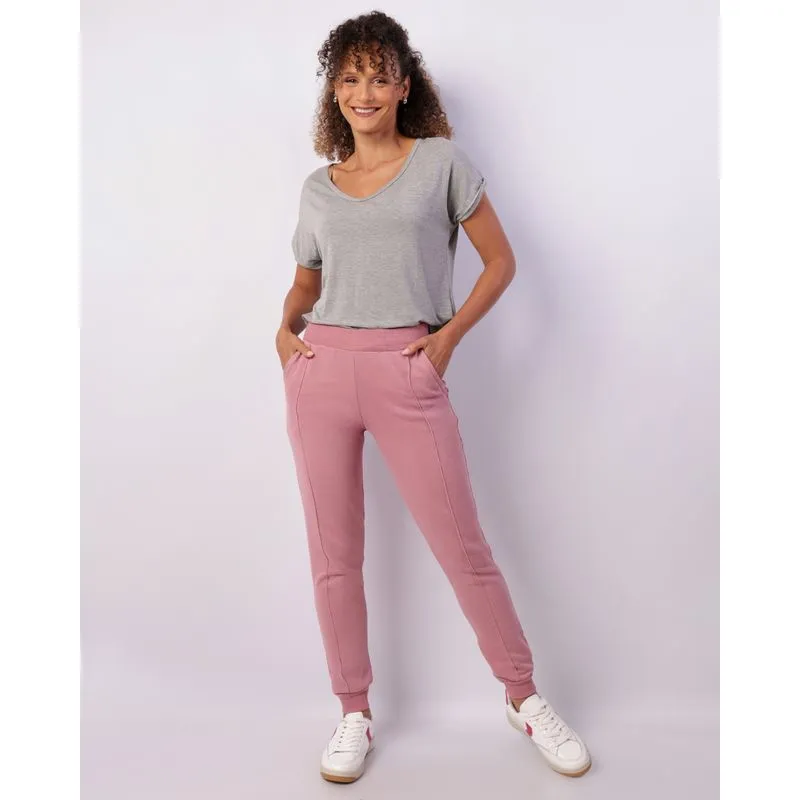 Calça Moletom Feminina Jogger Com Bolsos Rosa P