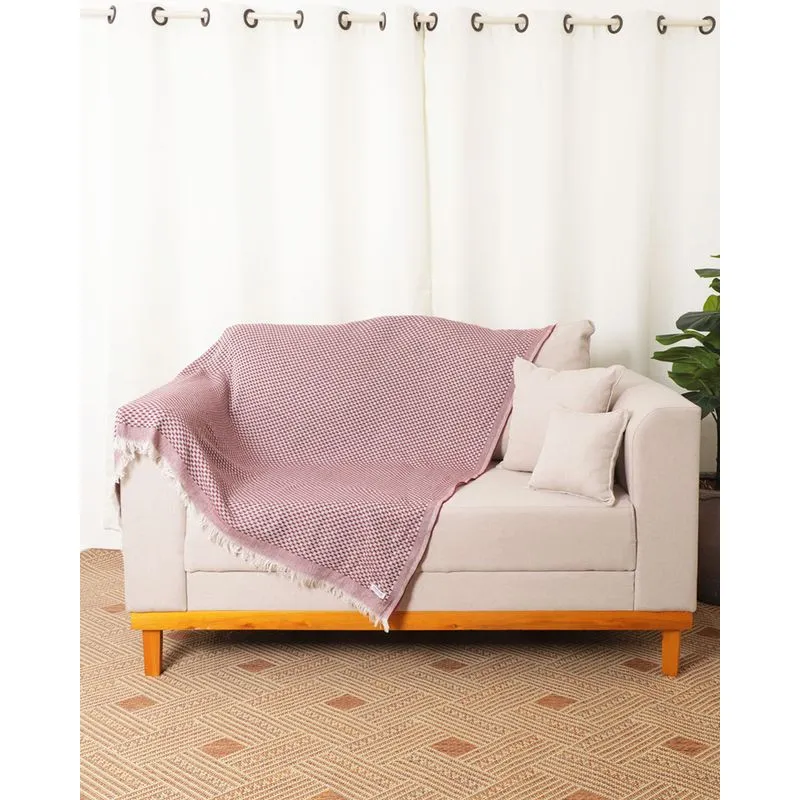 Manta Para Sofá 120cmx145cm Hedrons Quadriculada Desfiada Vinho UN