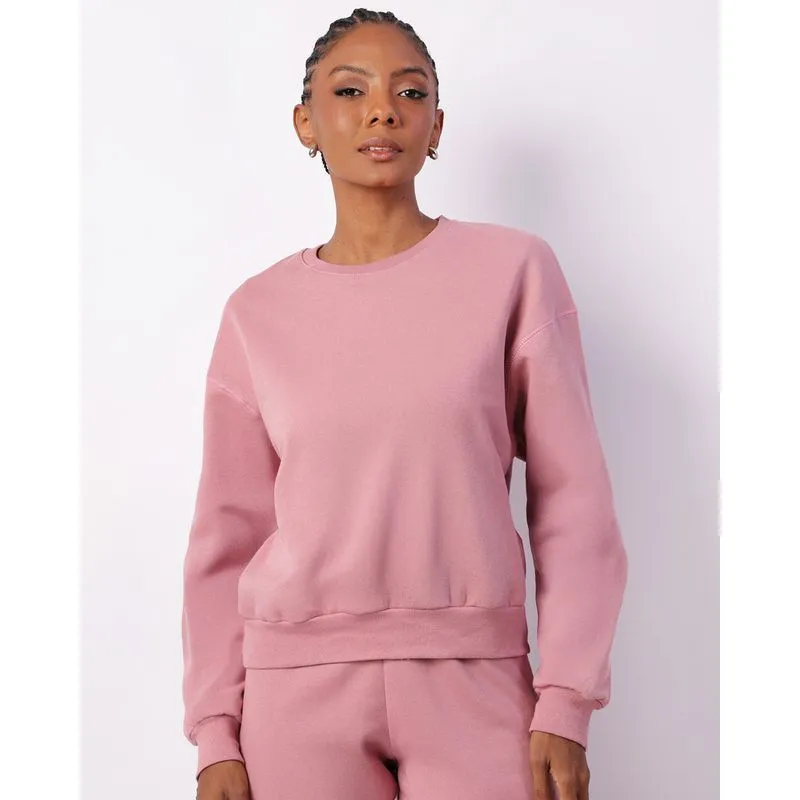 Blusão Moletom Feminino Básico Rosa P