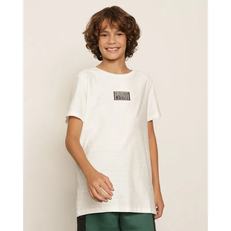 Camiseta Juvenil Texturizada Com Aplicação Manga Curta Off White 16