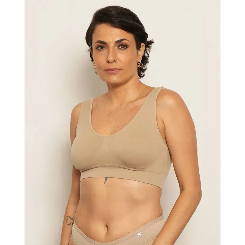 Sutiã Top Feminino Zee Rucci Com Bojo Bege GG