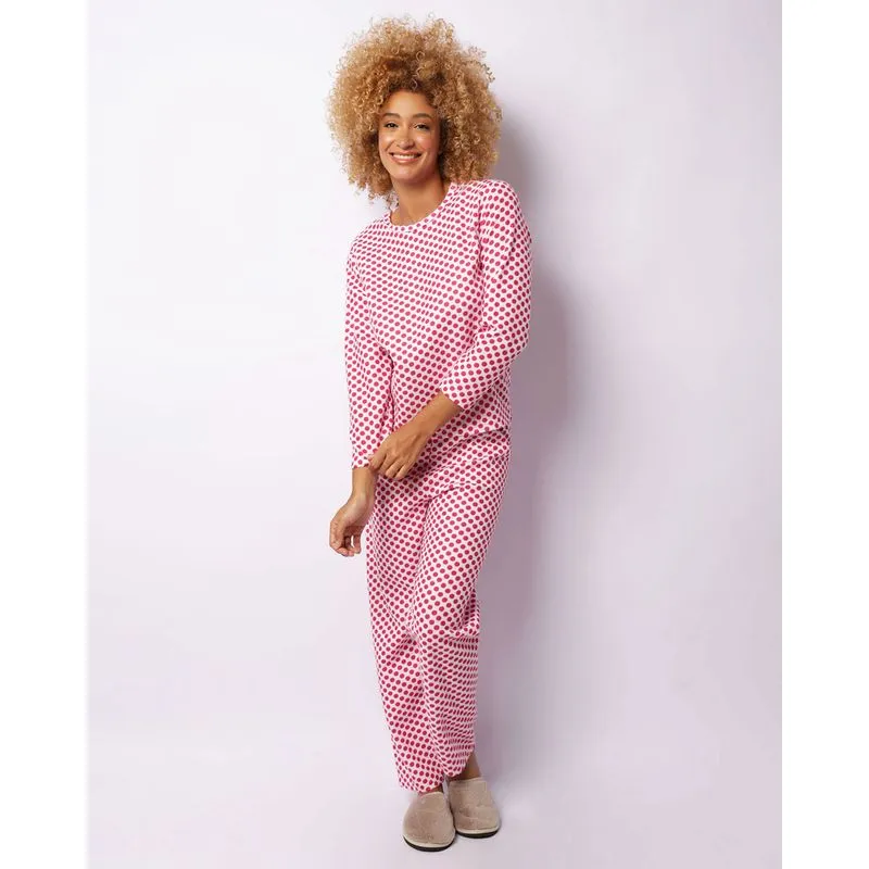 Pijama Feminino Longo Soft Estampado Rosa G
