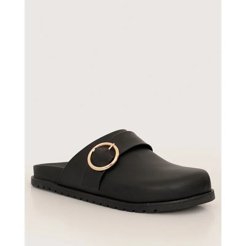 Mule Feminino Com Fivela Preto 37