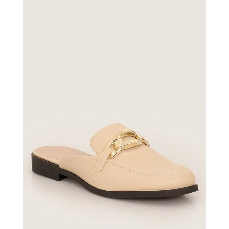Mule Feminino Com Fivela Bege 37