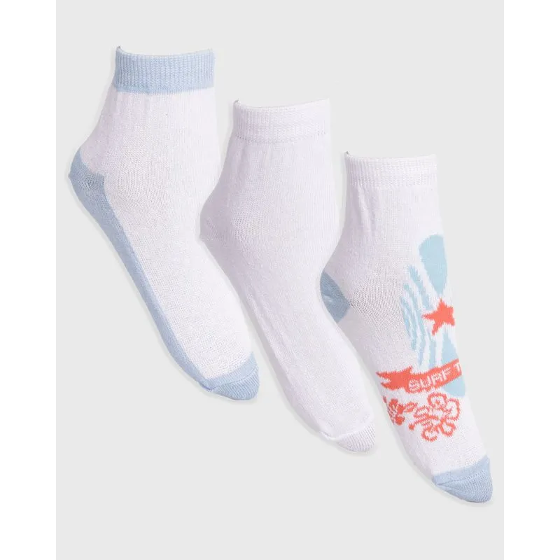 Kit 3 Pares De Meias Infantil Cano Médio Branca E Azul 26 A 29