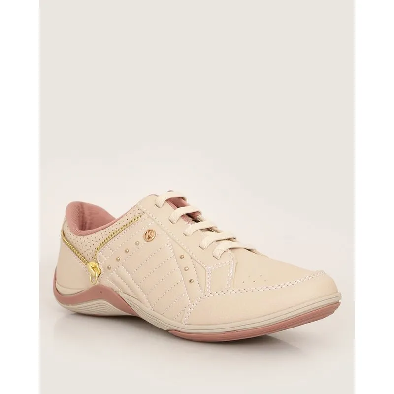 Tênis Feminino Casual Kolosh Texturizado Com Aplicação Bege 34