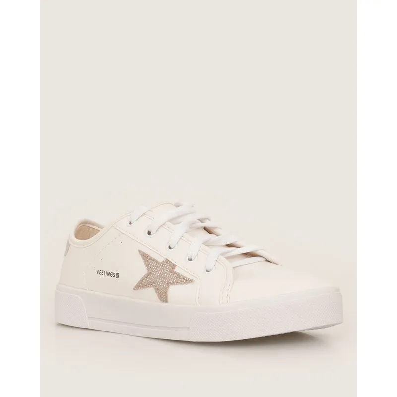 Tênis Feminino Casual Aplicação Com Glitter Branco 38