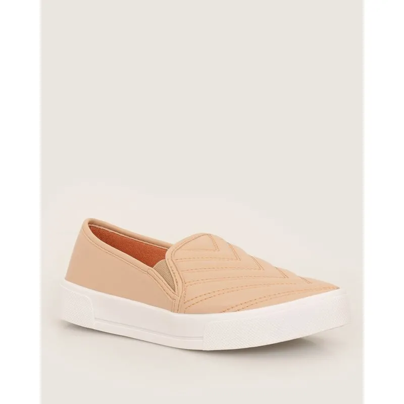 Tênis Feminino Slip On Com Recortes Bege 38