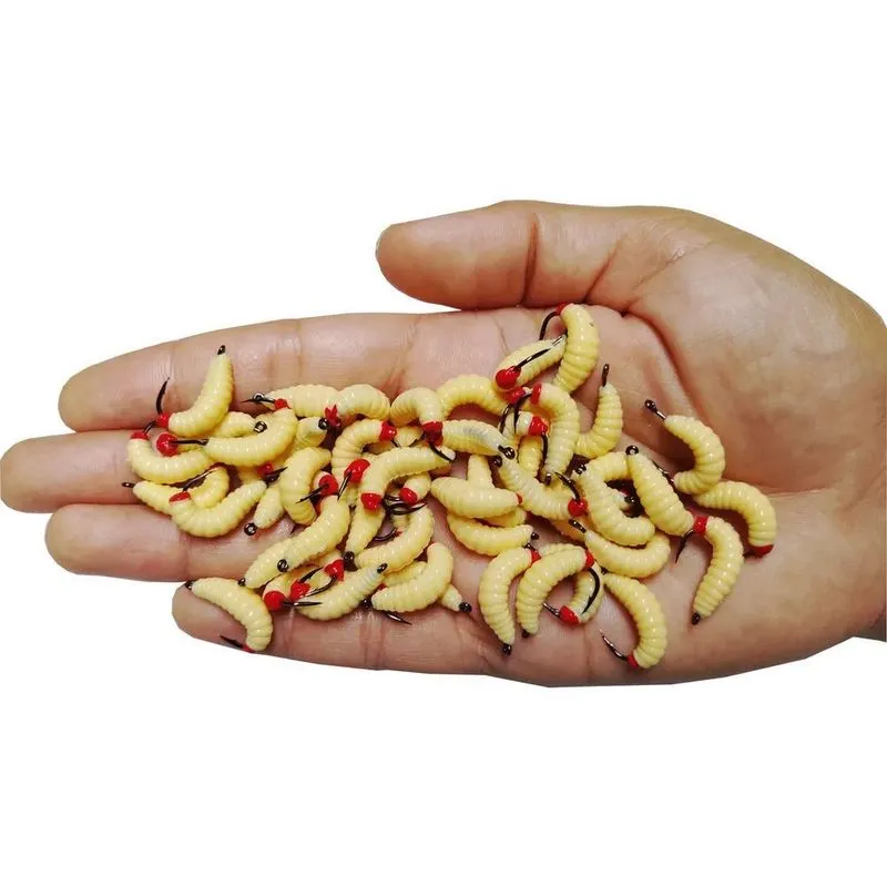 2x Kit 10 Isca Artificial Larva Bichinho Laranja Aromatizado