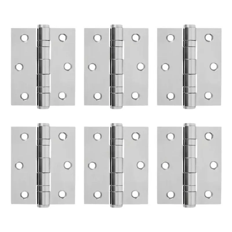Kit 6 Dobradiças Aço Inoxidável Com Parafusos Reforçadas