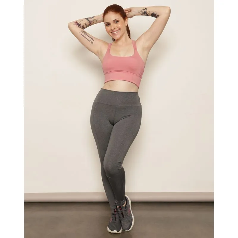 Calça Legging Feminina Fitness Fitter Com Porta Celular Cinza P