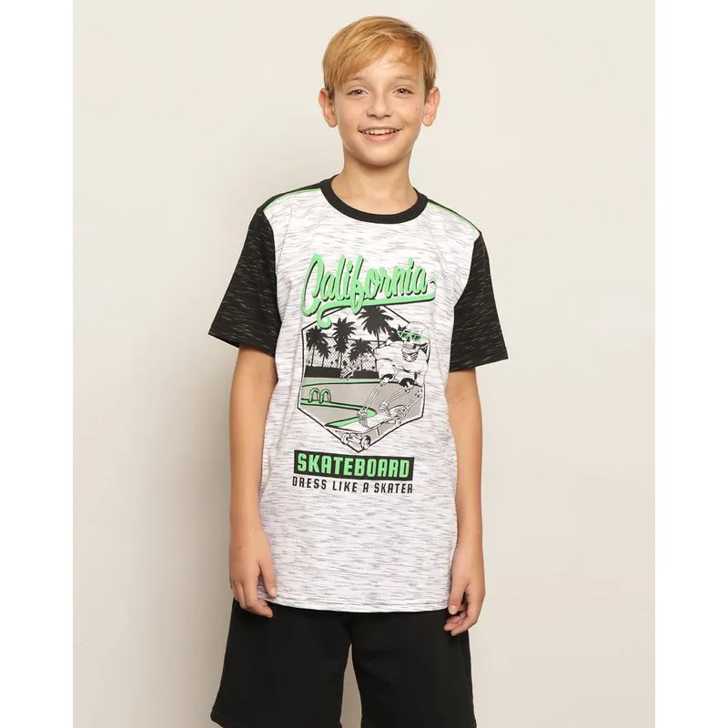 Camiseta Juvenil Flame Estampa Caveira Manga Curta Branca 10