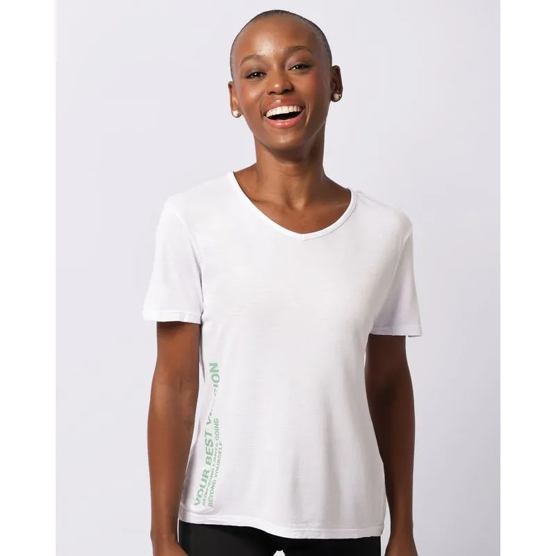 Blusa Feminina Fitness Fitter Estampa Frontal Branca GG