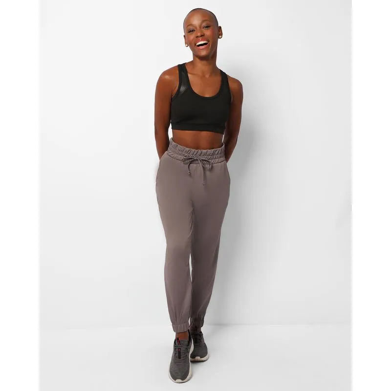 Calça Feminina Dry Fit Jogger Fitter Fitness Texturizada Cinza P