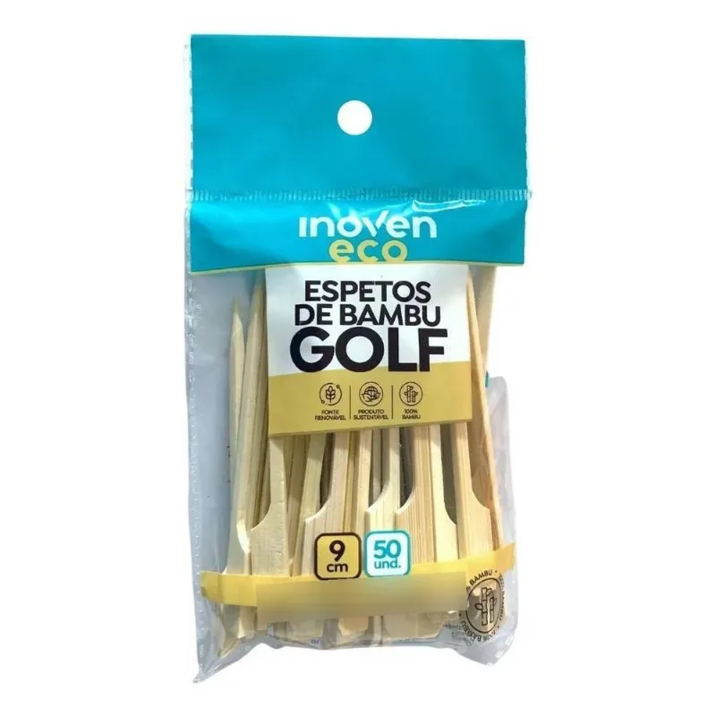 5x Espeto De Bambu Natural Golf Petisco Hamburguer 9cm 500 U