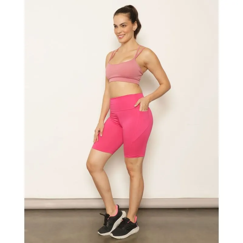 Short Feminino Ciclista Fitter Fitness Com Bolsos Rosa M