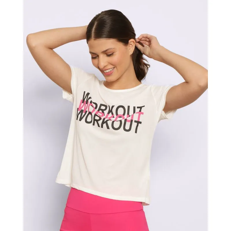 Blusa Fitness Feminina Fitter Manga Curta Branca GG