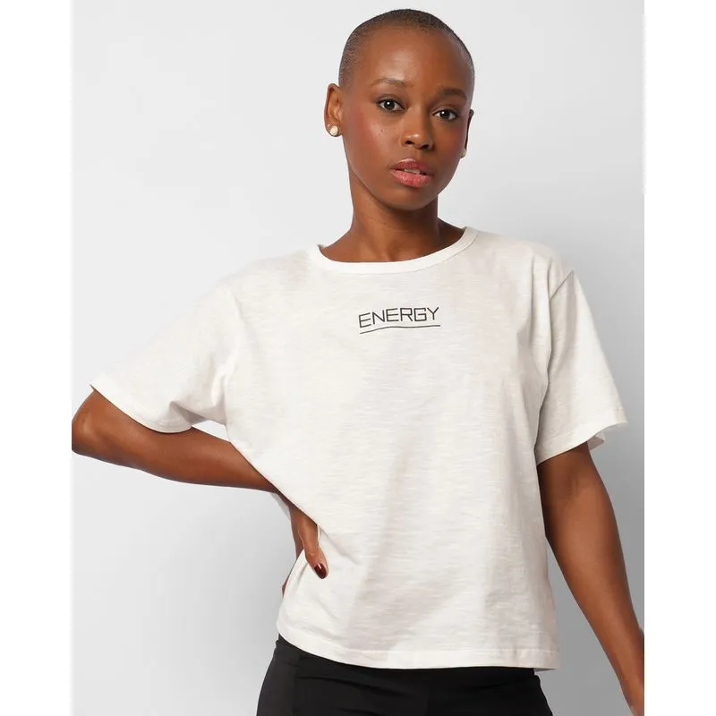 Blusa Feminina Fitness Manga Curta Off White M